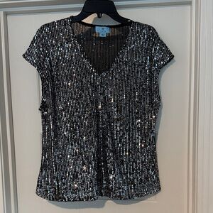 CeCe Sparkling Sequin Blouse
